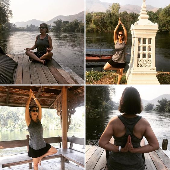 Carol does Yoga in Thailand